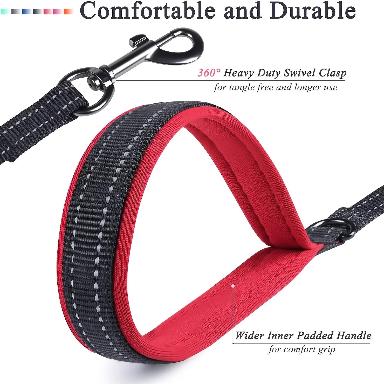 Heavy Duty Double Handle Dog Leash - Dual Handle Training Lead for Outdoor Travel & Greater Control