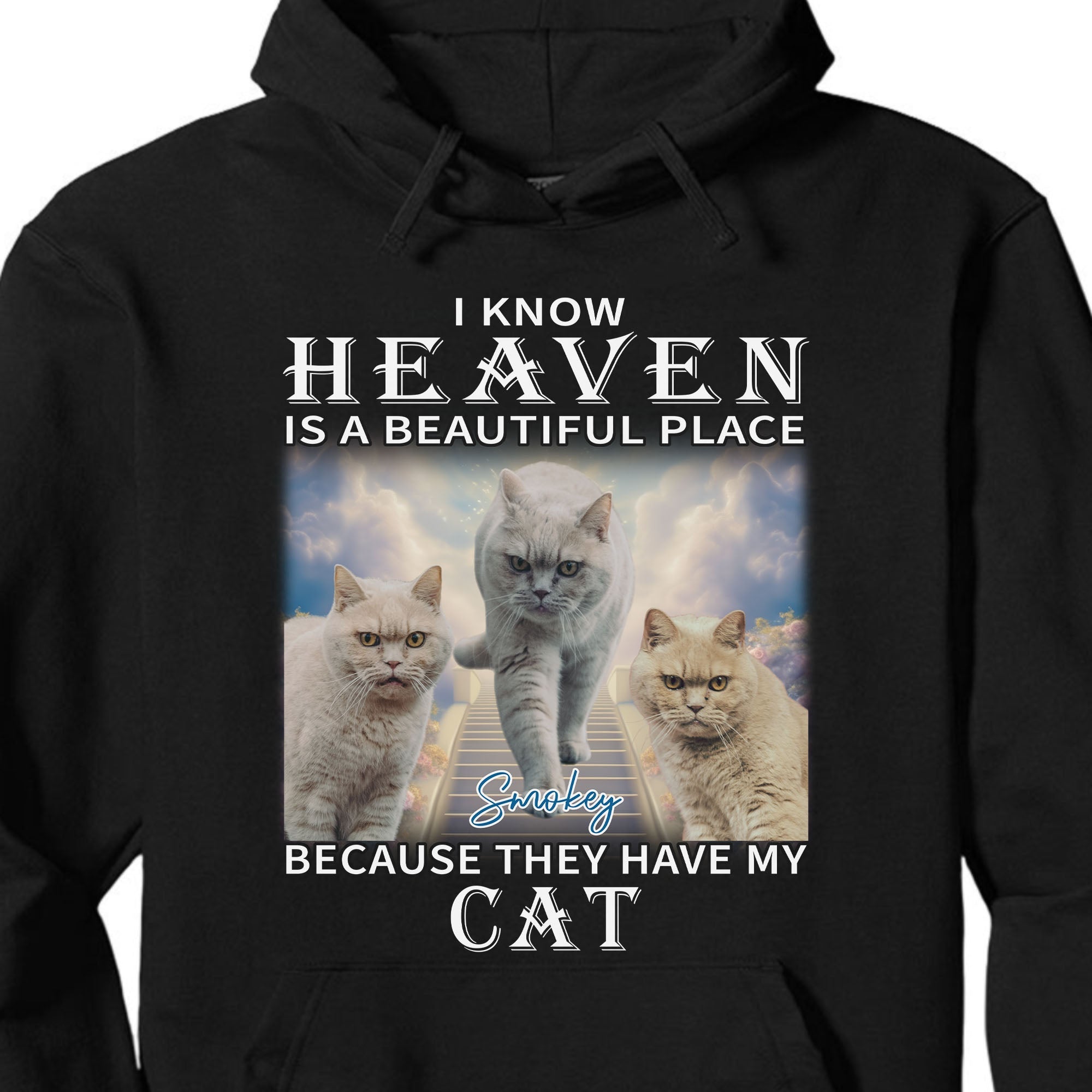 Heaven Is A Beautiful Place - Live Preview Custom Your Pets Memorial Tee - Personalized Photo Dog Cat Shirt C871