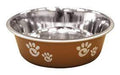 Bella Stainless Steel Paw Print Dog & Cat Bowl, Copper